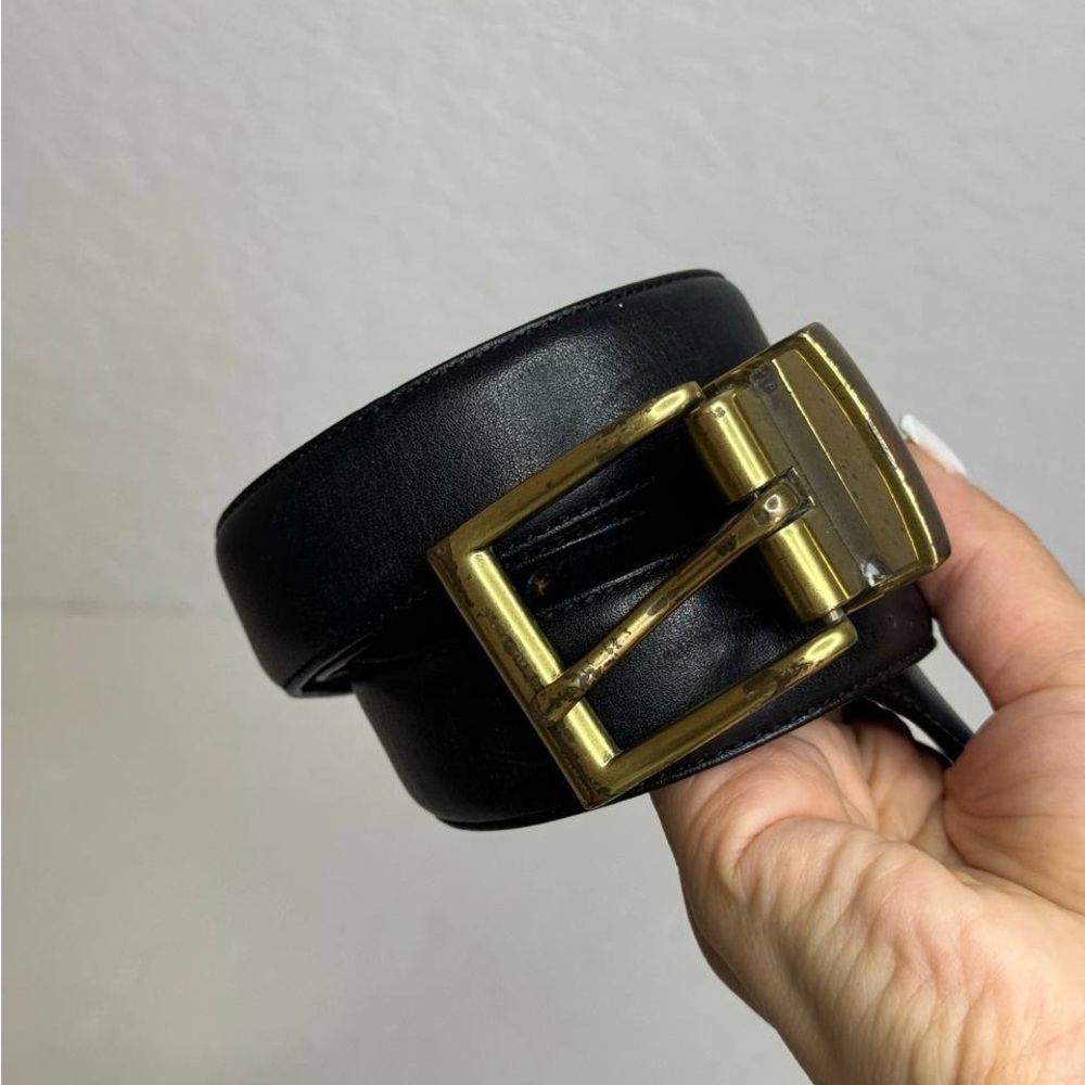 Polo Ralph Lauren Reversible Black/Brown Leather Belt Pony Logo